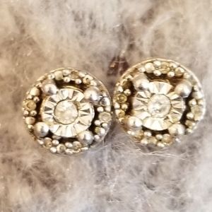Sterling Silver Stud Earrings With Small Diamond